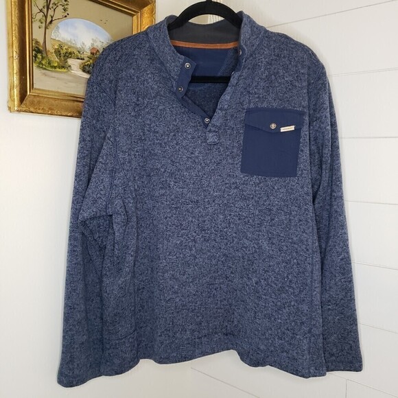 Woolrich Navy Drifter Snap Stand Up Collar Fleece Performance Pullover Sweater L - Picture 1 of 5